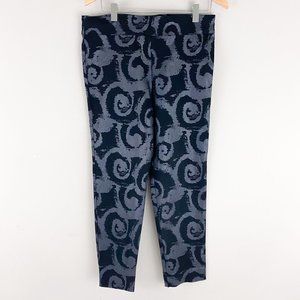 Krazy Larry Black Metallic Swirl Stretch Pull On Ankle Pants 16